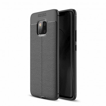 Elegantna gel maska Elite Guard s teksturom kože i zaštitom rubova za Huawei Mate 20 Pro - obsidian black