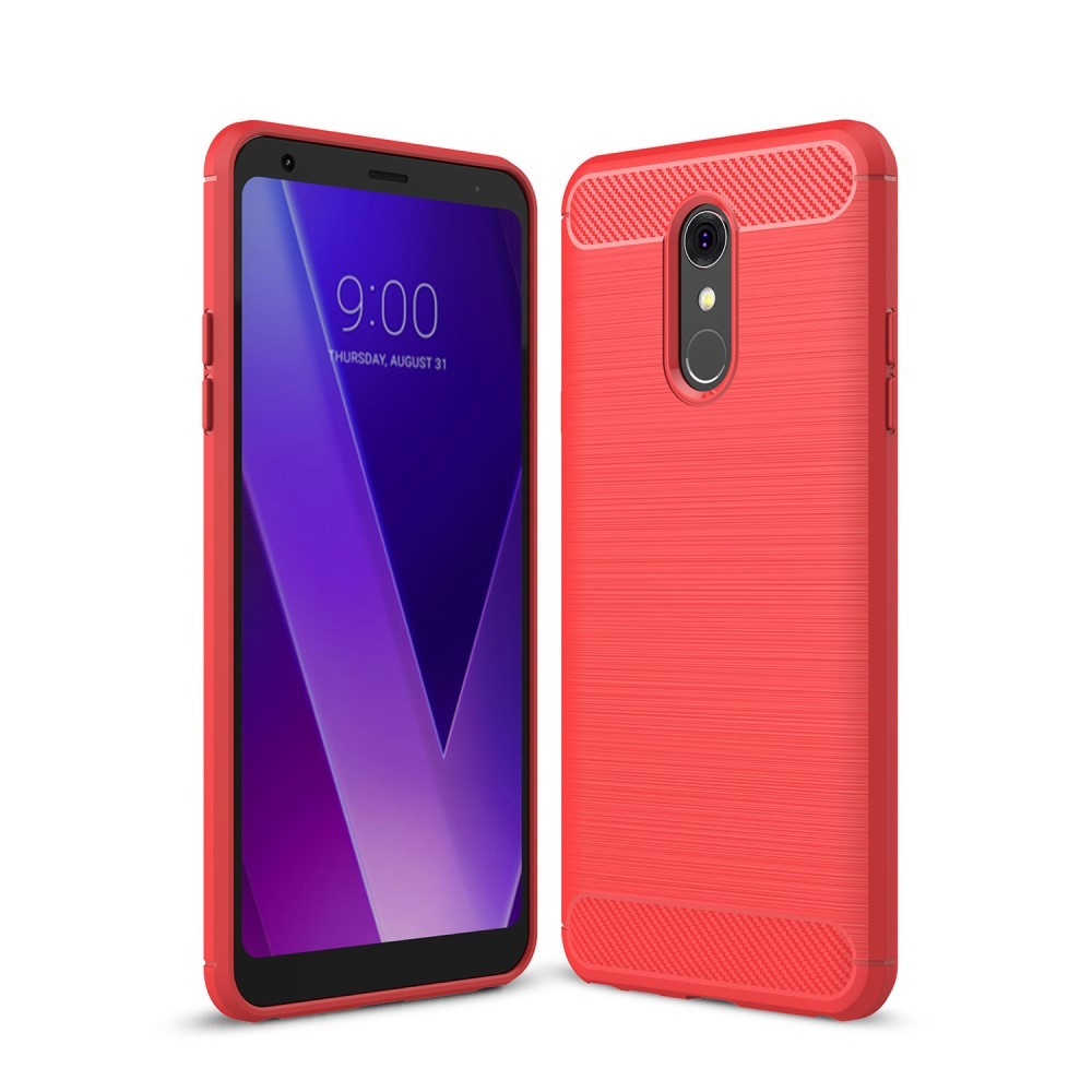 TPU gel maska "Brushed Carbon" za LG Q Stylus - crvena