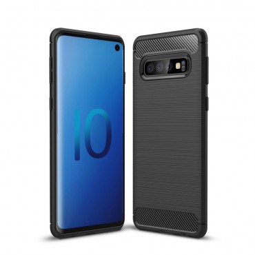 TPU gel maska "Brushed Carbon" za Samsung Galaxy S10 - crna