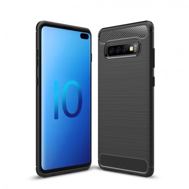 TPU gel maska "Brushed Carbon" za Samsung Galaxy S10 Plus - crna