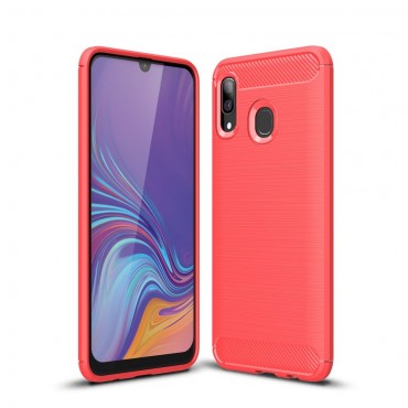 TPU gel maska "Brushed Carbon" za Samsung Galaxy A30 / Galaxy A20 - crvena