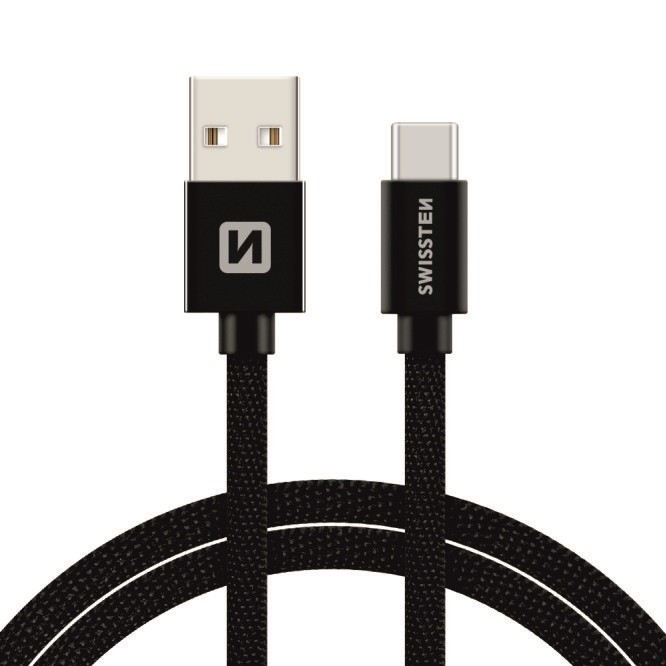 USB-C pleteni kabel Swissten 1.2 m - crna
