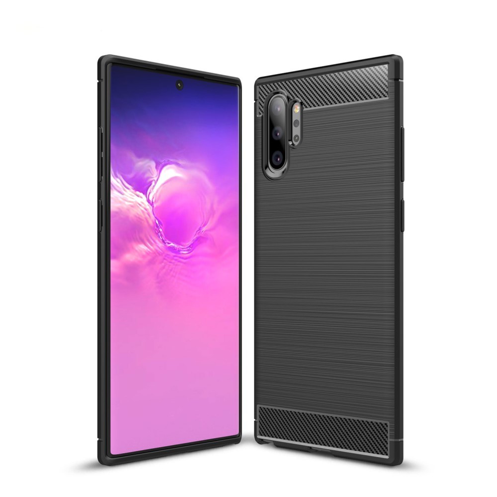 TPU gel maska "Brushed Carbon" za Samsung Galaxy Note 10 Plus - črn