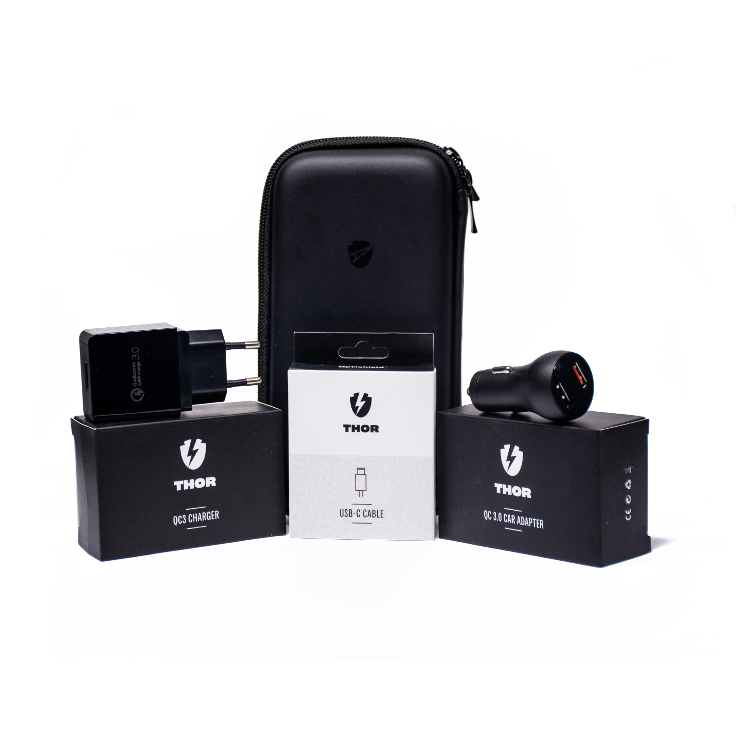 Komplet USB-C kabla, auto-punjača i zidnog adaptera Optishield® THOR