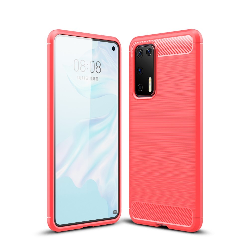 TPU gel maska "Brushed Carbon" za Huawei P40 - crvena