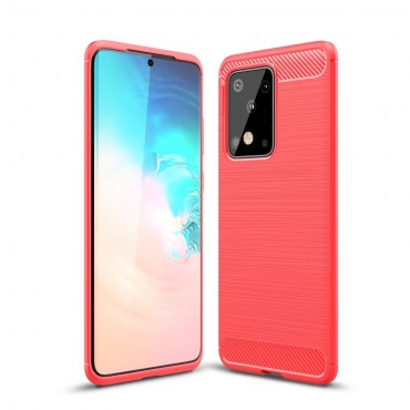 TPU gel maska "Brushed Carbon" za Samsung Galaxy S20 Ultra  - crvena