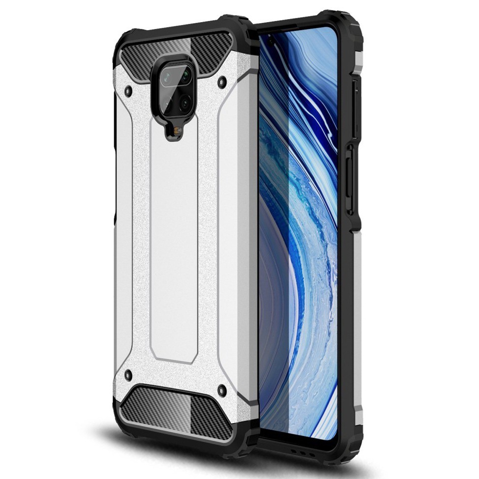 Robusna maska "Rock" za Xiaomi Redmi Note 9S / Redmi Note 9 Pro / Redmi Note 9 Pro Max - srebrna