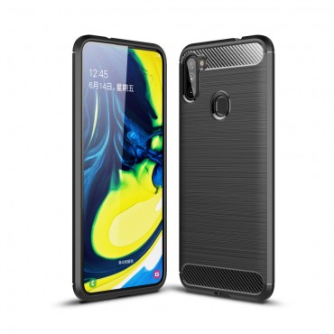 TPU gel maska "Brushed Carbon" za Samsung Galaxy A11 - crna