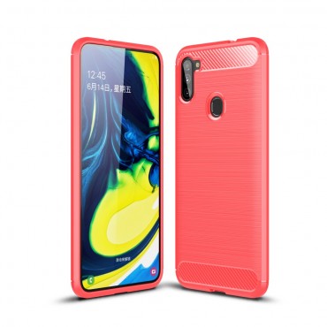 TPU gel maska "Brushed Carbon" za Samsung Galaxy A11 - crvena