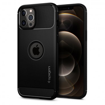 Maska Spigen "Rugged Armor" za iPhone 12 / iPhone 12 Pro - black
