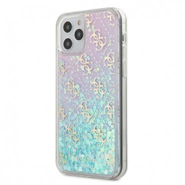 Originalna tvrda TPU maska Guess "Gradient Liquid Glitter 4G" za iPhone 12 Pro Max - roza