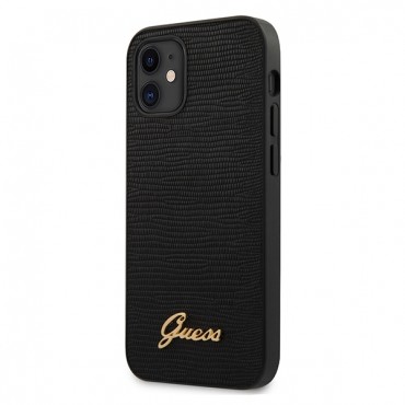 Originalna tvrda TPU maska Guess "Lizard" za iPhone 12 Mini - crna