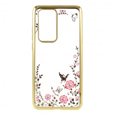 TPU gel maska "Rhinestone Butterfly" za Huawei P40 Pro - zlatna