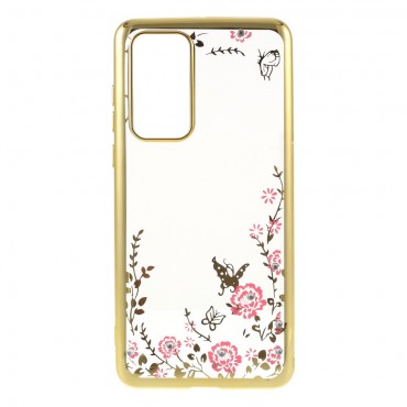TPU gel maska "Rhinestone Butterfly" za Huawei P40 - zlatna
