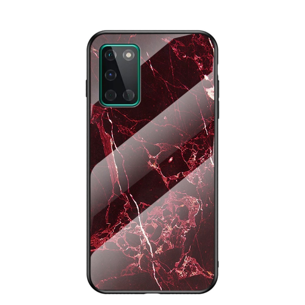 Hibridna maska od kaljenog stakla "Marble" za OnePlus 8T - crvena