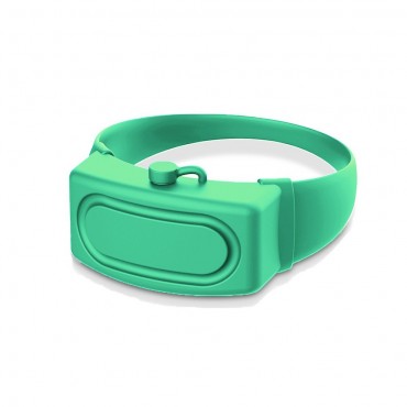 Silikonska narukvica s posudicom"Squeezy" za priručnu dezinfekciju - zelena
