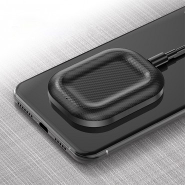 Bežična QI  postaja za punjenje "Carbon Groove" sa FOD zaštitom za AirPods i mobilne uređaje - crna Bežična QI  postaja za punjenje "Carbon Groove" sa FOD zaštitom za AirPods i mobilne uređaje - crna