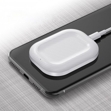 Bežična QI  postaja za punjenje "Carbon Groove" sa FOD zaštitom za AirPods i mobilne uređaje - bijela Bežična QI  postaja za punjenje "Carbon Groove" sa FOD zaštitom za AirPods i mobilne uređaje - bijela