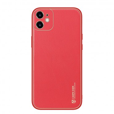 Tvrda TPU maska  "Skin Prime" za iPhone 12 Mini od umjetne kože - crvena