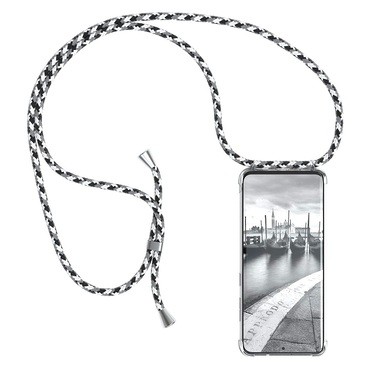 Prozirna TPU maska "Cordy" za Samsung Galaxy S20 s vezicom za prenošenje - crno bijela