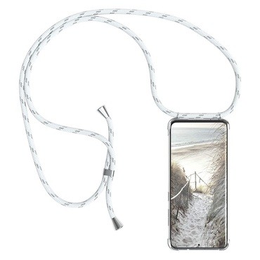 Prozirna TPU maska "Cordy" za Samsung Galaxy S20 s vezicom za prenošenje -  bijelo srebrna