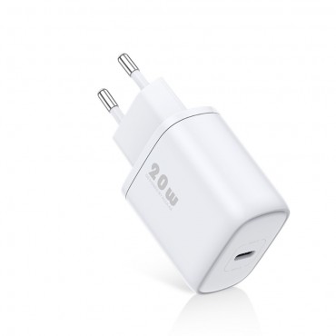 Zidni adapter za punjenje "Smart Charge" s QC4.0 i Power Delivery20W USB-C priključak za brzo punjenje - bijeli