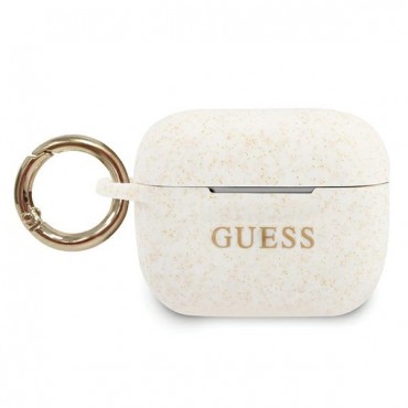 Originalna silikonska maska Guess "Glitter" za Apple AirPods Pro - bijela