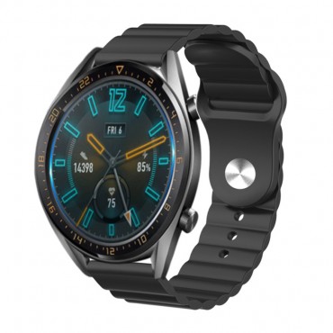 Silikonski remen "Wave" za Huawei Watch GT2 42mm - crni Silikonski remen "Wave" za Huawei Watch GT2 42mm - crni