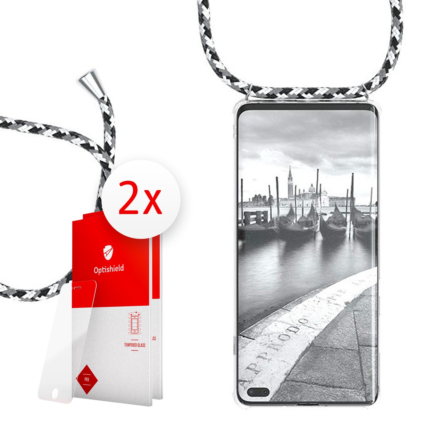 Paket maske Cordy i dva zaštitna stakla Optishield Pro® za Samsung Galaxy S10 Plus