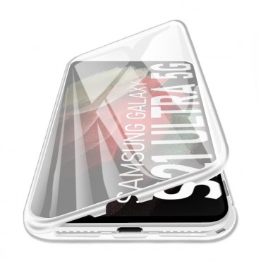 Magnetna Full-body maska "Stronghold" za Samsung Galaxy S21 Ultra - srebrna