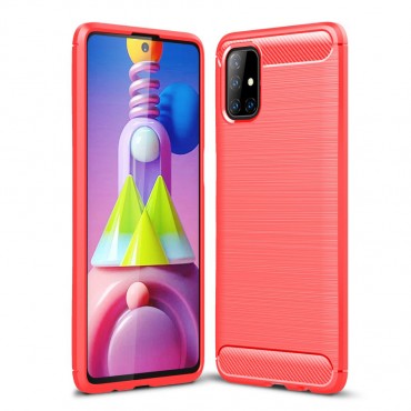 TPU gel maska "Brushed Carbon" za Samsung Galaxy M51 - crvena TPU gel maska "Brushed Carbon" za Samsung Galaxy M51 - crvena