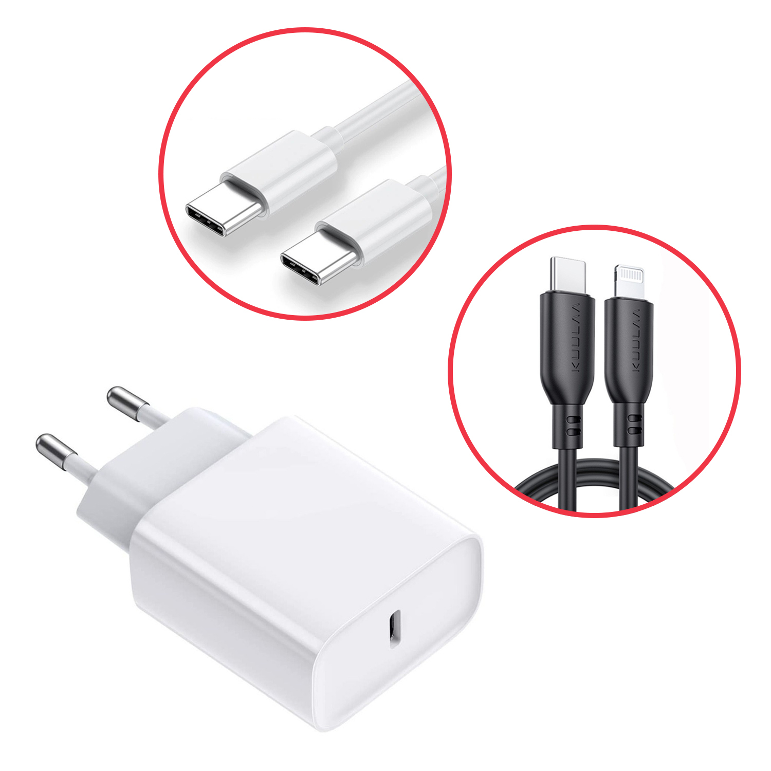 Starter pack za punjenje telefona s zidnim adapterom s USB-C ulazom i kablom