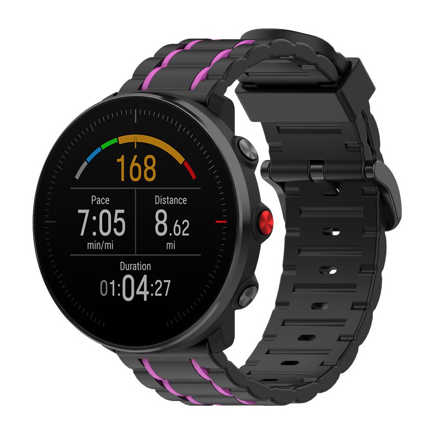 Silikonski remen "BiColor" za sat Mobvoi TicWatch Pro 3 / Pro 4 / LTE / GTX / Huawei Watch GT 2e - crno rozi