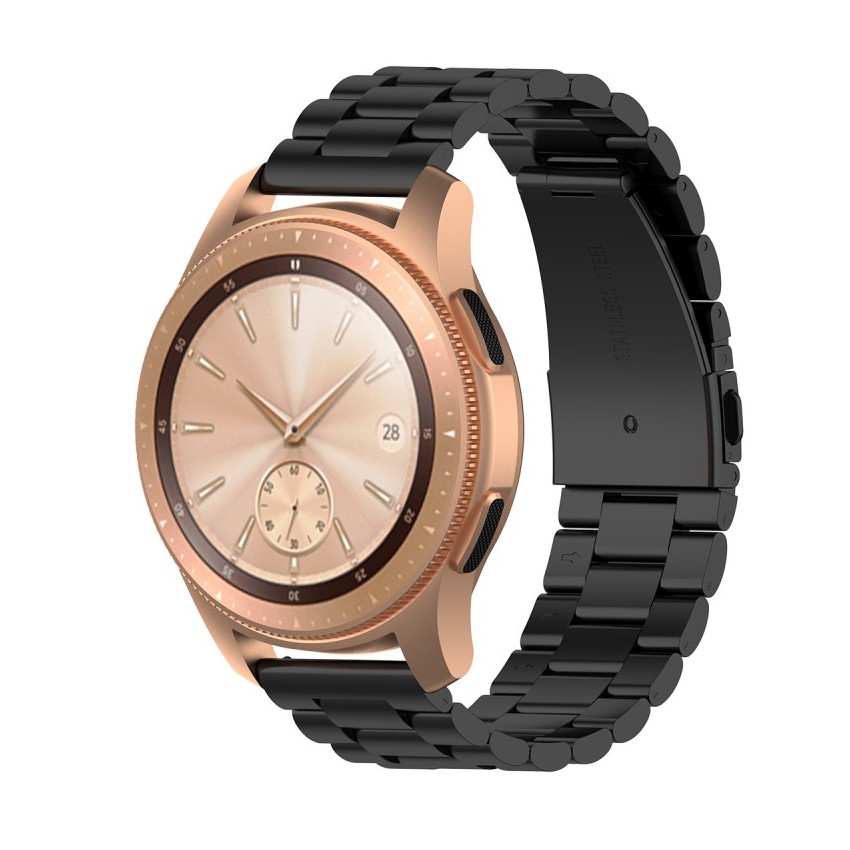 Remen "Glamour" za sat Garmin Vivoactive 3 / Forerunner 245 Music / Vivomore / Samsung Galaxy Watch 42mm / Watch 3 41mm / Huami Amazfit GTS od nehrđajučeg čelika - crni