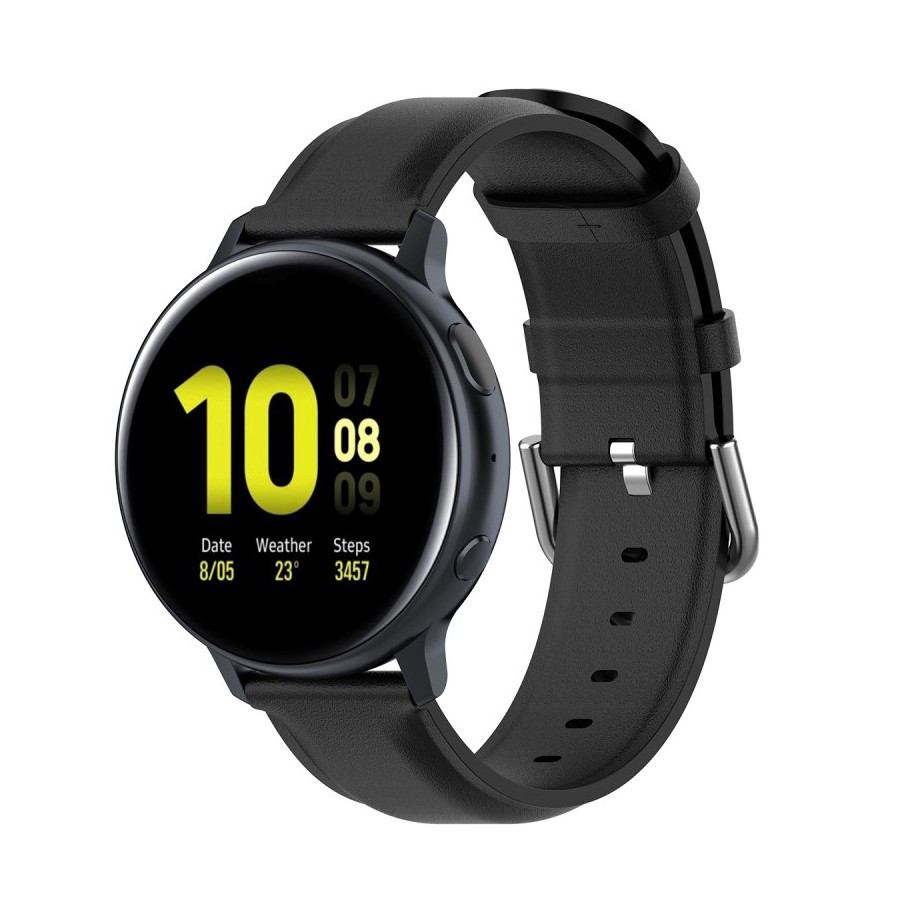 Remen "Genuine Hide" za sat Samsung Galaxy Watch 42 mm / Watch 3 41mm / Huami Amazfit GTS od prave kože - crni
