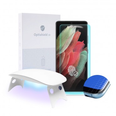 Premium zaštitno staklo Optishield Lux za Samsung Galaxy S21 Ultra i UV svjetiljka