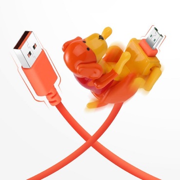 Micro USB  kabel za punjenje s igračkom koja de pomiče "DoggyPower" - narančasti Micro USB  kabel za punjenje s igračkom koja de pomiče "DoggyPower" - narančasti