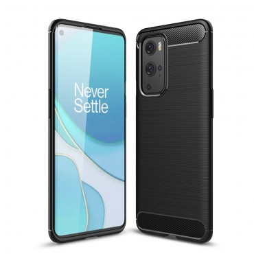 TPU gel maska "Brushed Carbon" za OnePlus 9 Pro - crna