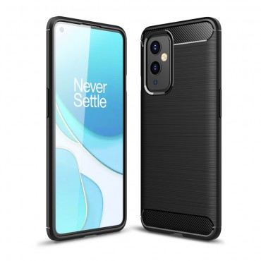 TPU gel maska "Brushed Carbon" za OnePlus 9 - crna