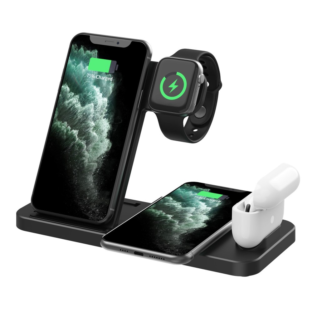 Postaja za punjenje 4u1 "Charge Master" za Apple Watch, AirPods slušalice i sve mobilne uređaje - crna