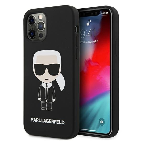Originalna silikonska maska Karl Lagerfeld za iPhone 12 / iPhone 12 Pro - crna