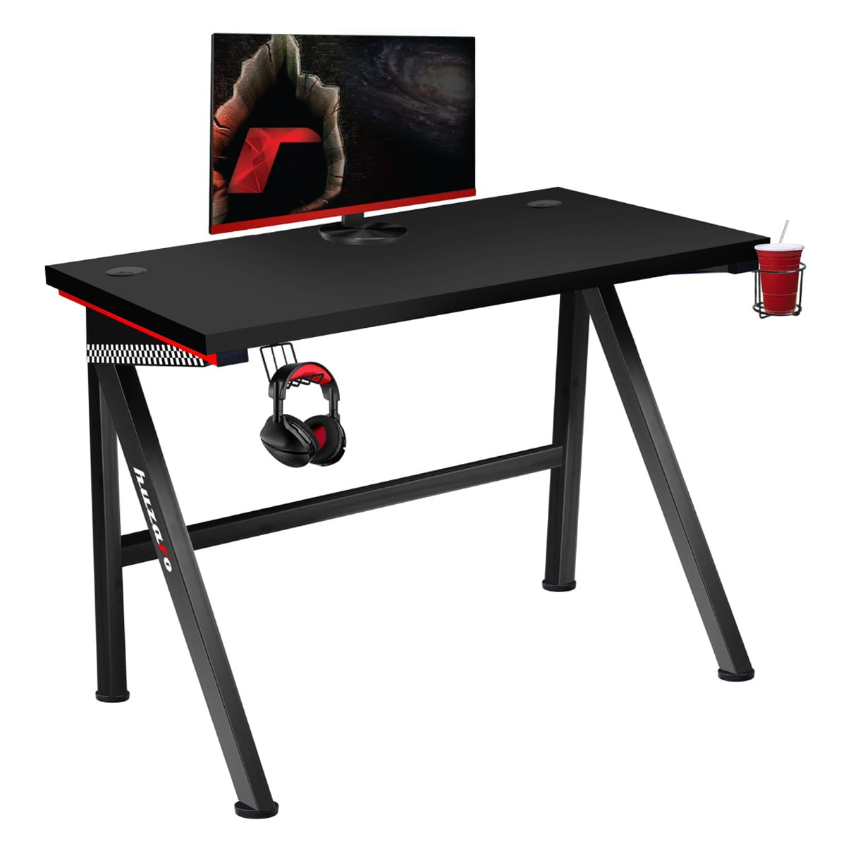 Gaming stol Huzaro HZ-Hero 2.0 stabilne i izdržljive konstrukcije i masivne ploče stola debljine 33mm - crni