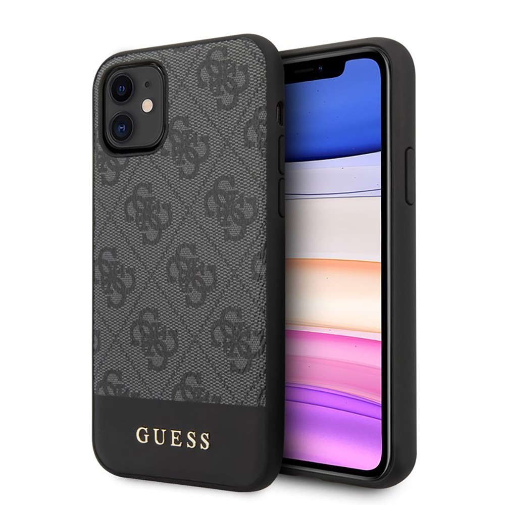 Originalna tvrda TPU maska Guess "Stripe" za iPhone 11 - siva