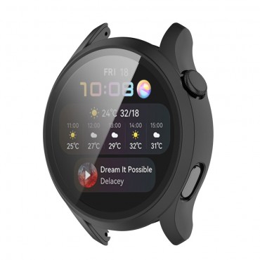 Tvrda TPU maska sa zaštitnim staklom za Huawei Watch 3 - crna