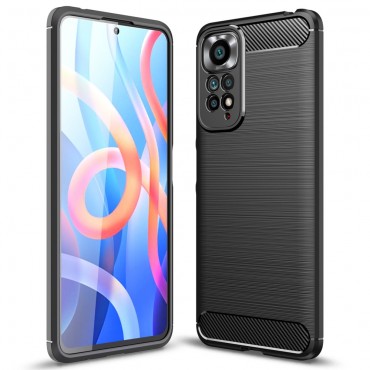 TPU gel maska "Brushed Carbon" za Xiaomi Redmi Note 11 / Note 11S - crna