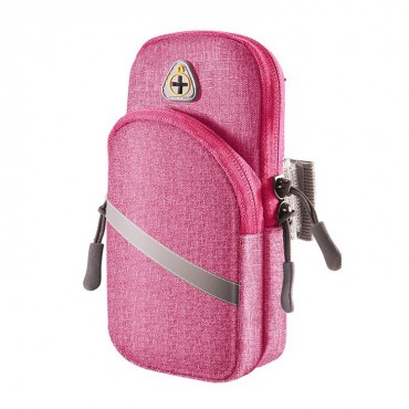 Sportska torbica za telefon "Vision Air" - prijenosna torbica s dva pretinca i sigurnosnom reflektirajućom trakom za namješanje na ruku - roza