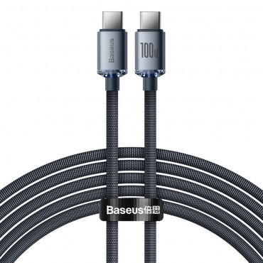 Kabel za punjenje i prijenos podataka Baseus "Crystal Shine" - pleteni USB-C u Lightning kabel s brzim prijenosom podataka i protokolom punjenja PD 20W - 2m - crni