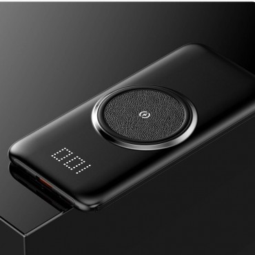 Power bank "ChargeHub Ultimate" - prijenosna baterija s bežičnim punjenjem i ugrađenim USB, USB-C, Lightning i Micro USB kablovima - 10000 mAh - crna