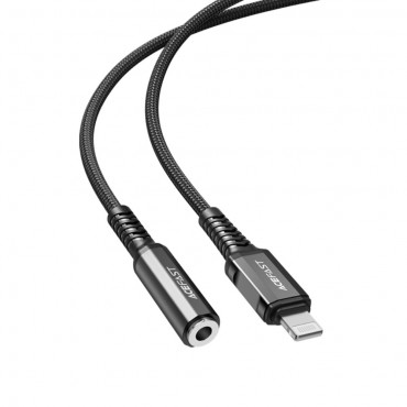 MFI Lightning u 3.5 mm audio (female) adapter Acefast "Braided" 18 cm - crni