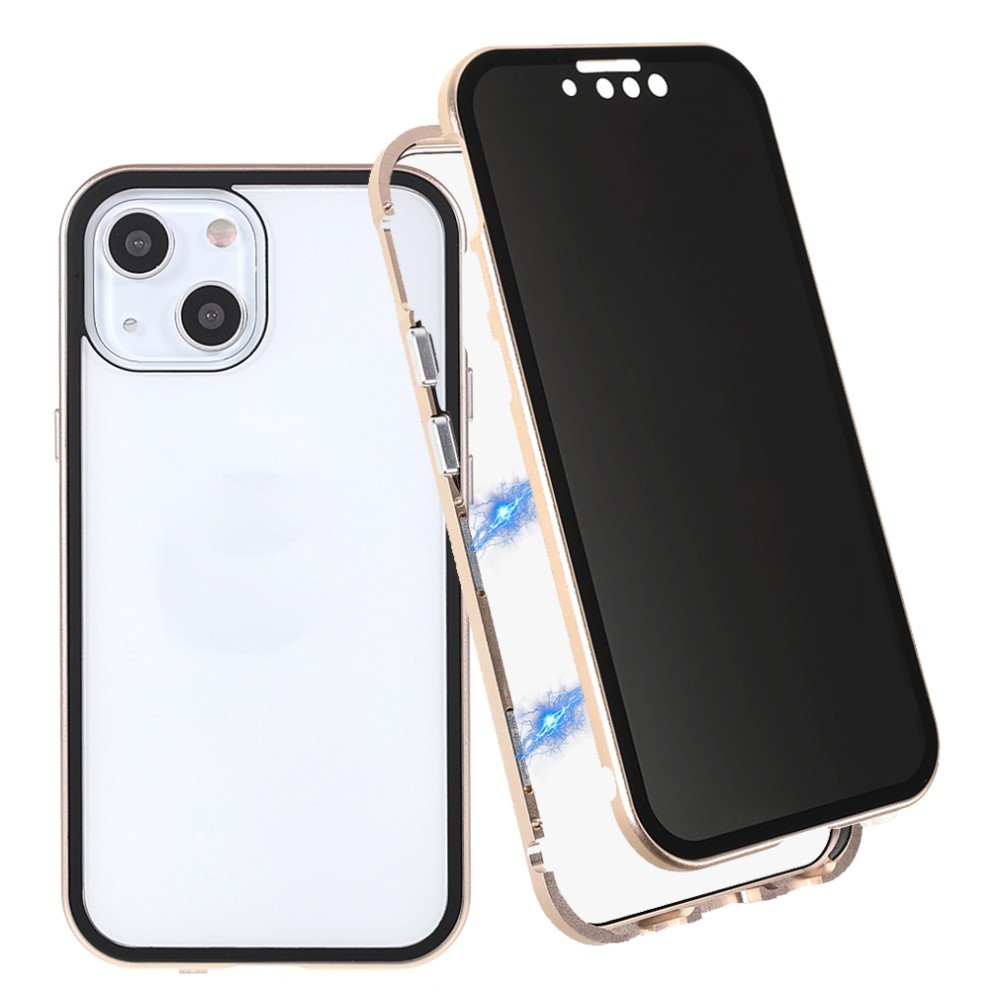 Magnetna full-body maska za iPhone 13 "Stronghold Dark" sa zatamjenim privacy staklom - zlatna